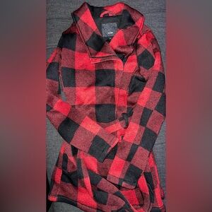Steve Madden Red Black Buffalo Plaid trench coat